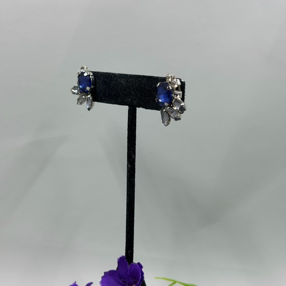 Genuine Navy Crystal Vintage Y2K Stud Earrings - Picture 3 of 8